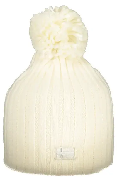 Bílá pletená čepice s bambulí