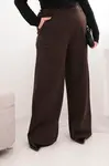 Kesi Włoski Dámske nohavice Plus Size so širokým strihom a elastickým pásom hnedé