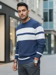 Pánský modro-bílý pruhovaný svetr