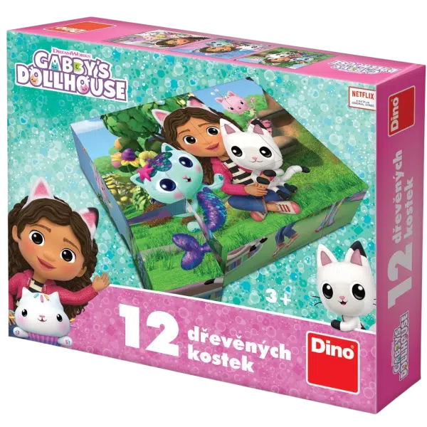 Dino - Dřevěné kostky Gábin kouzelný domek - Gábi 12 kostek