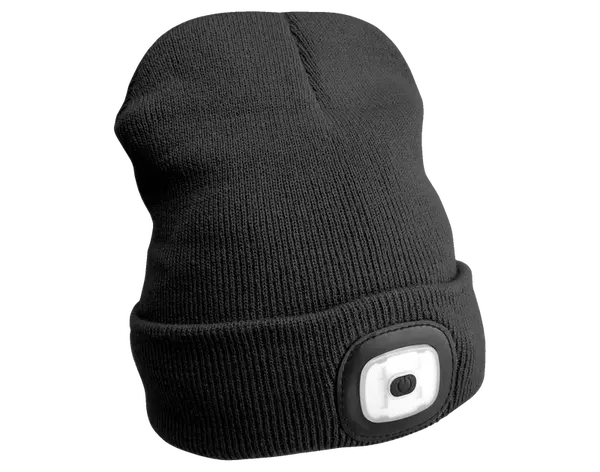 Čepice s čelovkou 45 lm, nabíjecí, USB, univerzální velikost, různé barvy - SIXTOL Barva: černá