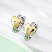 Brass Micro Pave Clear Cubic Zirconia Hoop Earrings