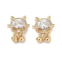 Brass Pave Cubic Zirconia Cat with Bowknot Multi-Strand Links