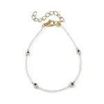 Evil Eye Lampwork & Glass Seed Beaded Bracelet with Real 18K Gold Plated 304 Stainless Steel Clasps