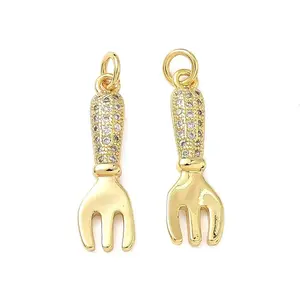 Brass Micro Pave Clear Cubic Zirconia Pendants