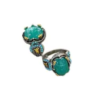 Oval Alloy with Glass Finger Rings