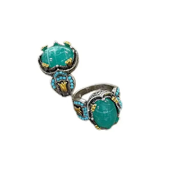 Oval Alloy with Glass Finger Rings