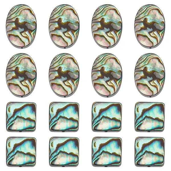 16Pcs 2 Colors Natural Abalone Shell/Paua Shell Beads Strands