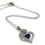 Rhodium Plated 925 Sterling Silver Pave Cubic Zirconia Rose Heart Birthstone Pendant Cable Chain Necklaces