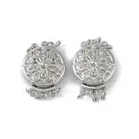 Rack Plating Brass Micro Pave Clear Cubic Zirconia Box Clasps