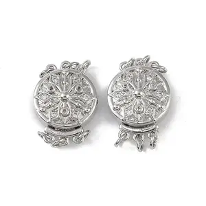 Rack Plating Brass Micro Pave Clear Cubic Zirconia Box Clasps