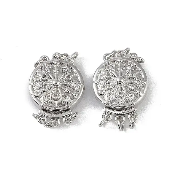 Rack Plating Brass Micro Pave Clear Cubic Zirconia Box Clasps