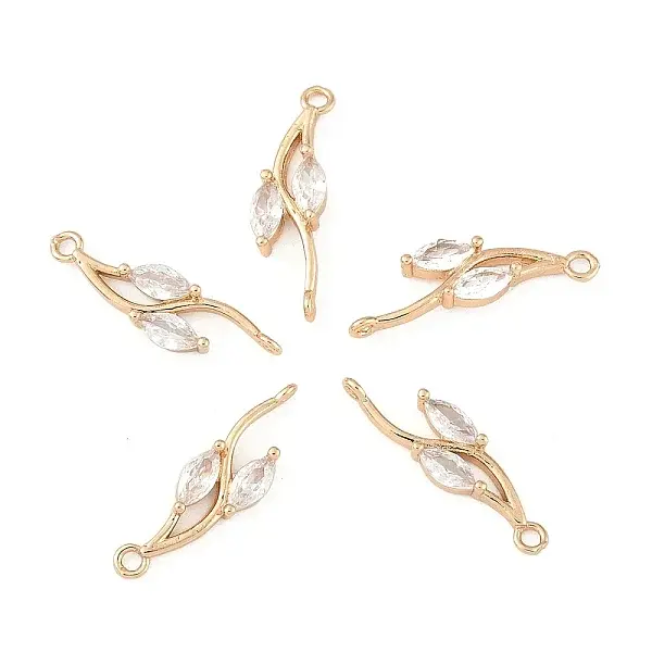 5Pcs Brass Micro Pave Cubic Zirconia Links Connectors