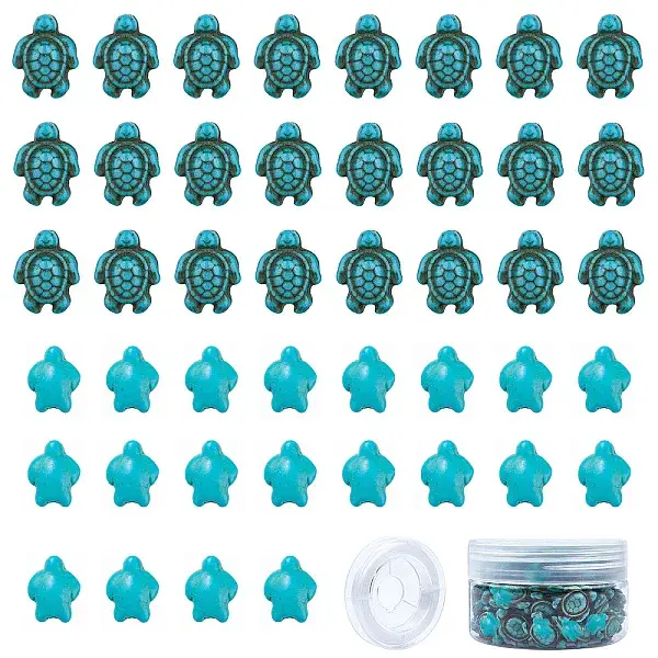 100Pcs 2 Sizes Dyed Synthetic Turquoise Beads Strands