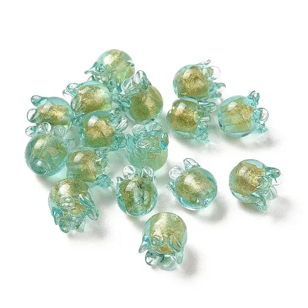 Handmade Gold Foil Lampwork Glass Beads