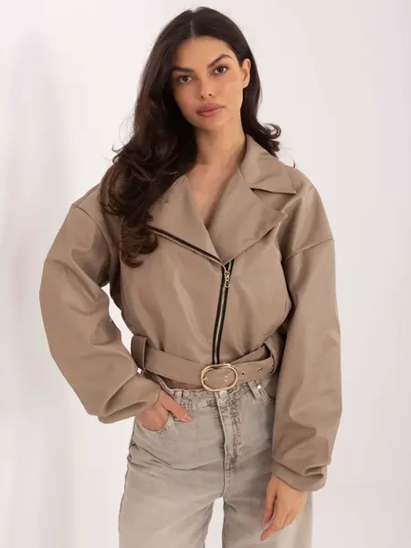 Béžová kožená bunda
