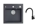 Alveus - Set dřezu Formic 20 a baterie Kati, s ovládáním odpadu, carbon SETA25897