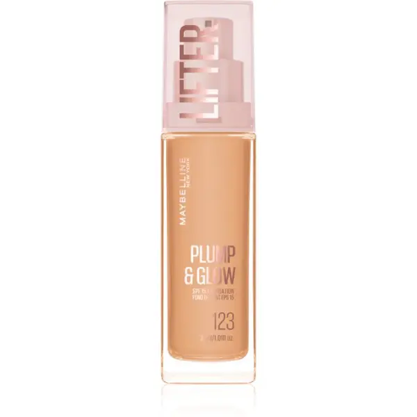 MAYBELLINE NEW YORK Lifter Plump & Glow rozjasňující make-up pro přirozený vzhled odstín 123 30 ml