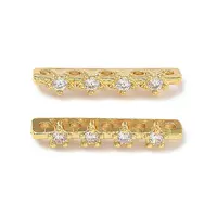 Brass Micro Pave Clear Cubic Zirconia Spacer Bars