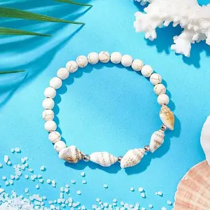 Synthetic Magnesite Beaded Stretch Bracelets for Women Men