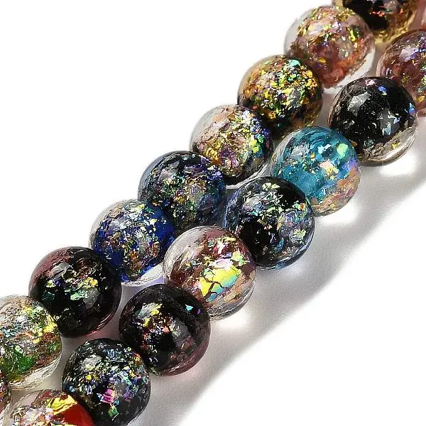 Handmade Dichroic Foil Glass Beads Strands