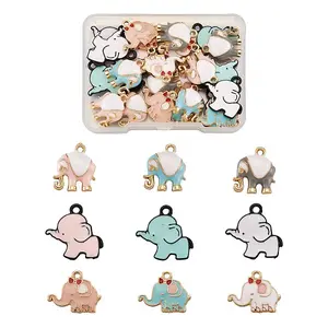 36Pcs 9 Style Alloy Enamel Pendants