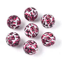 ABS Plastic Leopard Print Round Beads