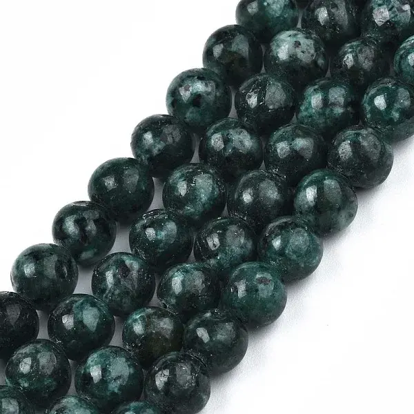 Dyed Natural Sesame Jasper Round Beads Strands