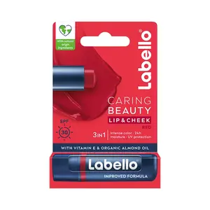 Labello Caring Beauty Red barevný balzám na rty a tváře 4,8 g