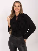 Černá vzorovaná halenka s volány