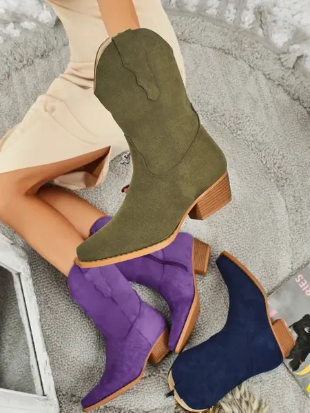 Dámske semišové kovbojské čižmy Resti