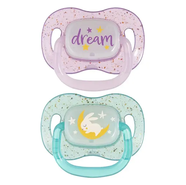 CANPOL BABIES Nightglow dudlík svítící silikonový 18m+ holka 2 kusy