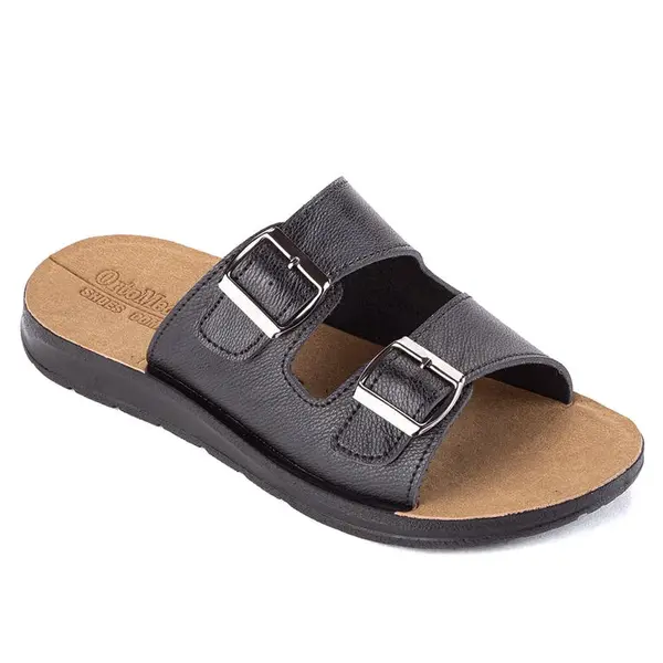 Pánské ortopedické pantofle s posuvnou přezkou černé vel. 46