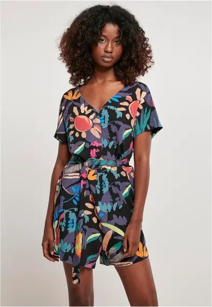 Women's jumpsuit with a short viscose belt in black