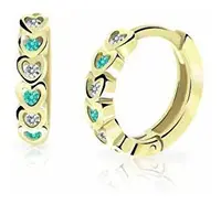 Cutie Jewellery Detské kruhové náušnice zo žltého zlata C3339-80-X-1 svetlozelená