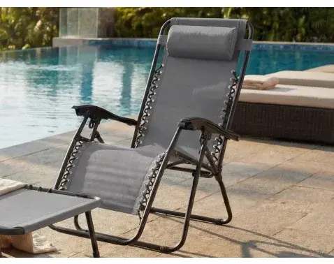 Polohovateľné záhradné kreslo Hannover, svetlo šedé%