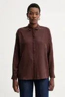 Košile Sessun dámská, hnědá barva, relaxed, s klasickým límcem, 25110040