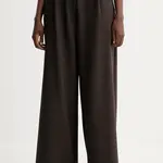 Kalhoty Sessun dámské, hnědá barva, široké, high waist, 24107024