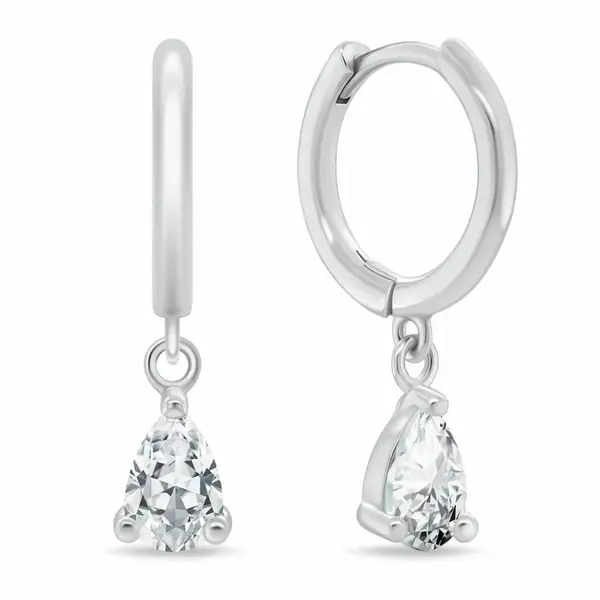 Brilio Silver Stříbrné kruhové náušnice s visacím zirkonem EA1189W