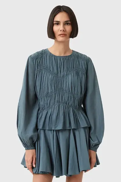 Halenka AllSaints MELANI dámská, modrá barva, hladká, W020PD