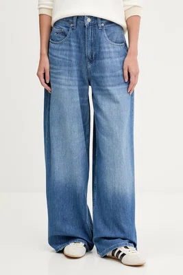 Džíny Tommy Jeans dámské, modrá barva, DW0DW21738