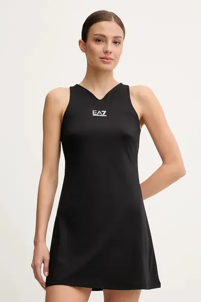 Sportovní šaty EA7 Emporio Armani černá barva, mini, AF14524.7W000317