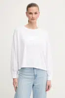 Bavlněné tričko s dlouhým rukávem Dkny bílá barva, DJ5T1488