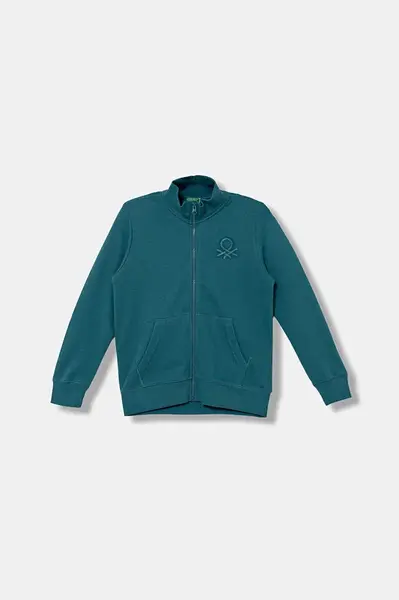 Dětská bavlněná mikina United Colors of Benetton tyrkysová barva, s aplikací, 3J68C501B