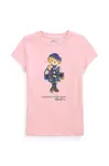 Dětské bavlněné tričko Polo Ralph Lauren růžová barva, 312961230001