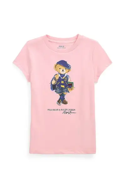 Dětské bavlněné tričko Polo Ralph Lauren růžová barva, 312961230001