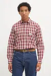 Bavlněná košile Guess Jeans pánská, vínová barva, regular, s klasickým límcem, M5YH37 WH7Q1