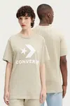 Bavlněné tričko Converse béžová barva, s potiskem, 10025458-A45