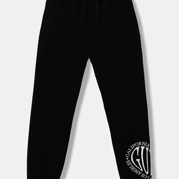 Dětské bavlněné tepláky Guess černá barva, s aplikací, J5YQ16 KAD74