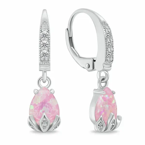 Brilio Silver Půvabné stříbrné náušnice s růžovými opály EA929WP